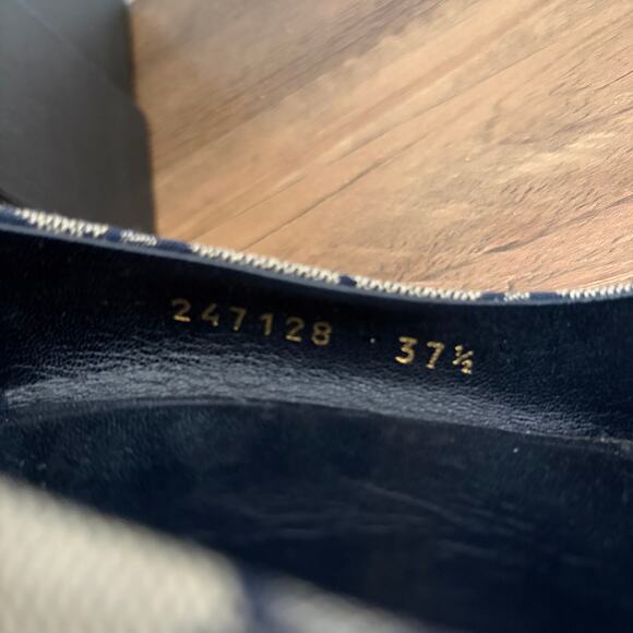 GUCCI Interlocking GG Monogram Web Canvas Heels 37.5 Box Authenticated COA 7.5 - Picture 10 of 14